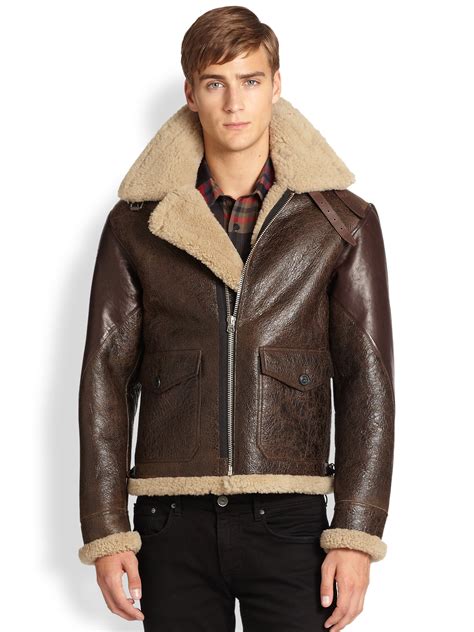 burberry shearling and leather jacket|shearling aviator jacket men's.